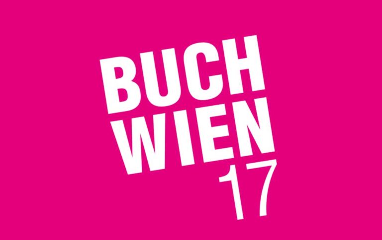Schriftzug »Buch Wien 2017« vor pinkem Hintergrund