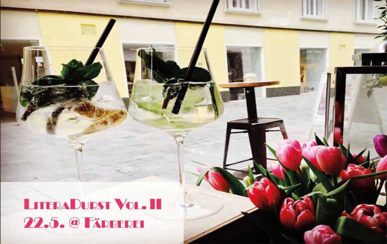 Plakat »Literadurst Vol. II« mit Cocktailgläsern und Tulpen