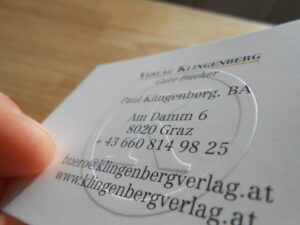Visitenkarte mit Prägung