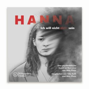 Das Cover für das Hörspiel: "Hanna". Man sieht das Gesicht einer jungen Frauen, das sich entweder auflöst oder gerade zusammensetzt.